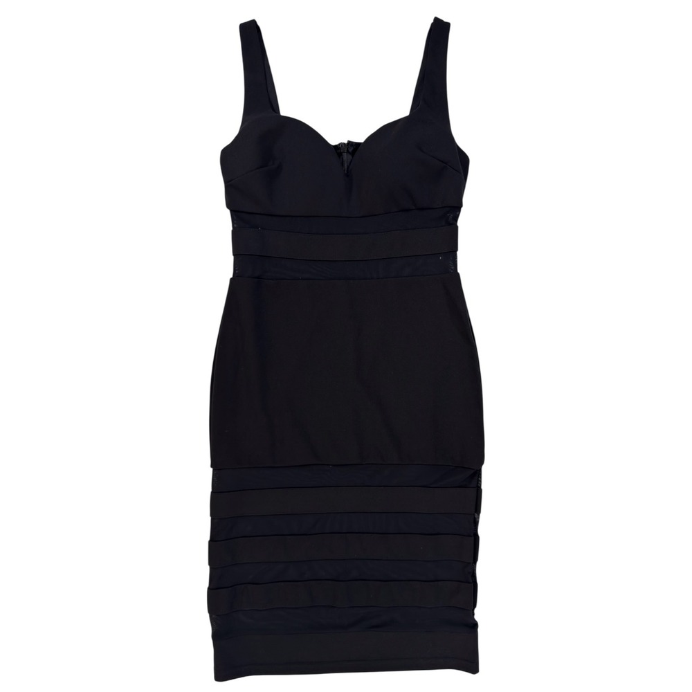 Fashion Nova Mesh Panel Bodycon Dress L Black Sweetheart Bandage LBD Cocktail